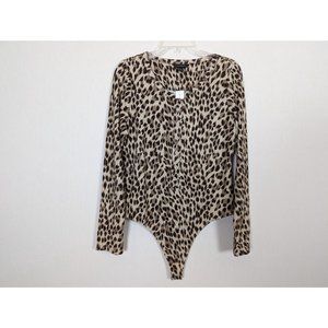 Banana Republic Factory Animal print bodysuit thong long‎ sleeve L